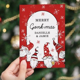 (image for) Personalised Red Gonks Christmas Card