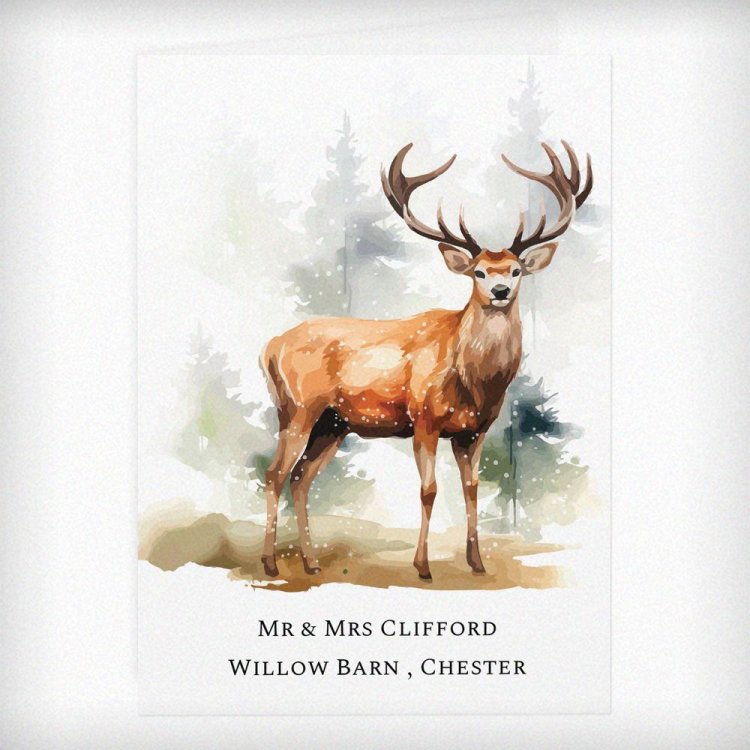 Modal Additional Images for Personalised Watercolour Stag Greetings Card