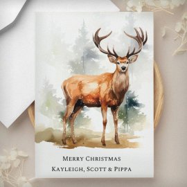 (image for) Personalised Watercolour Stag Greetings Card