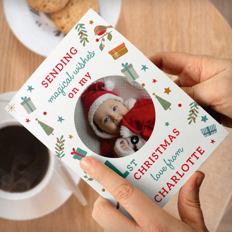 Modal Additional Images for Personalised My 1st Christmas Photo Upload Pack of 10 Cards