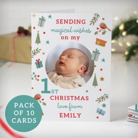 (image for) Personalised My 1st Christmas Photo Upload Pack of 10 Cards