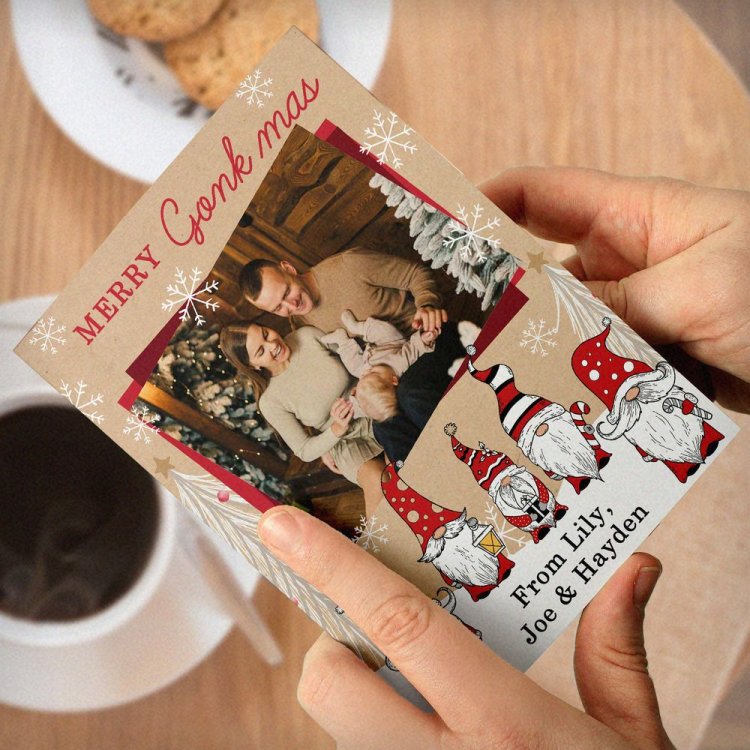 Modal Additional Images for Personalised Photo Upload Pack of 10 Gonk Christmas Cards