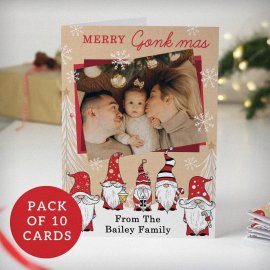 (image for) Personalised Photo Upload Pack of 10 Gonk Christmas Cards