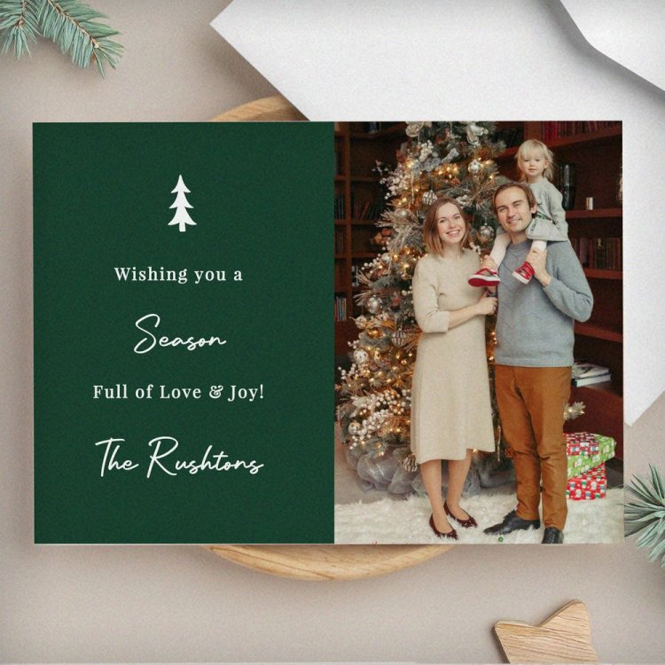 Modal Additional Images for Personalised Photo Upload Pack of 10 Green Christmas Cards