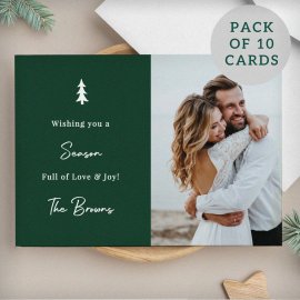 (image for) Personalised Photo Upload Pack of 10 Green Christmas Cards