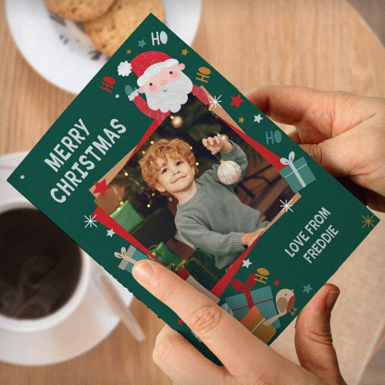 Modal Additional Images for Personalised Photo Upload Pack of 10 Santa Christmas Cards