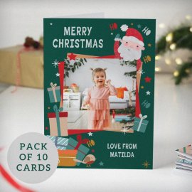 (image for) Personalised Photo Upload Pack of 10 Santa Christmas Cards
