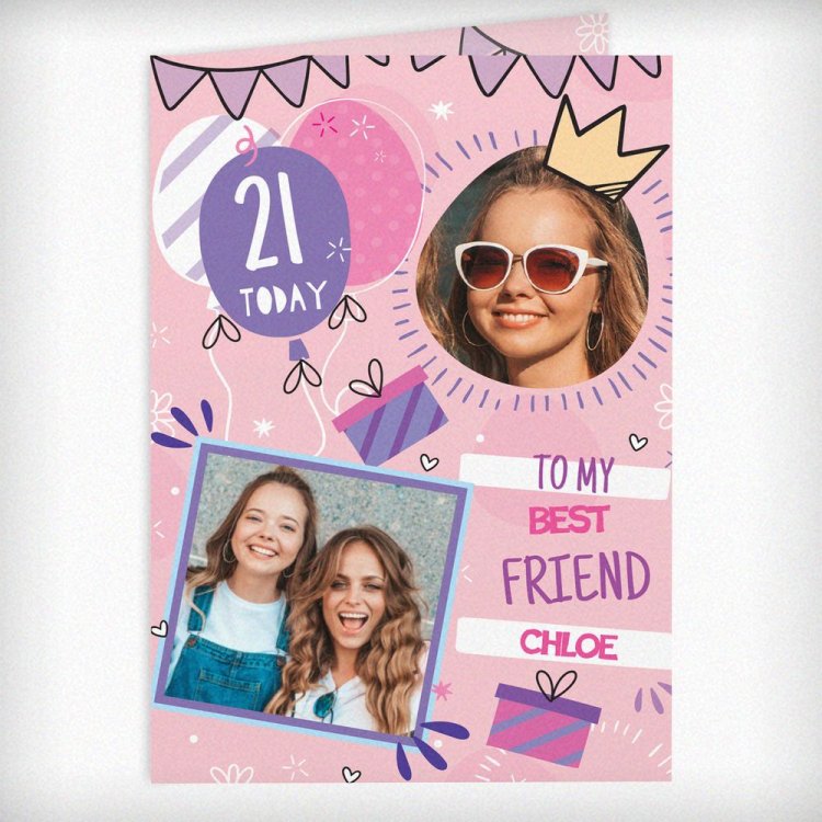 Modal Additional Images for Personalised Photo Upload Pink Birthday Card