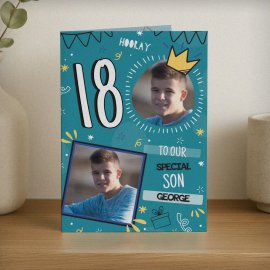 (image for) Personalised Photo Upload Blue Birthday Card