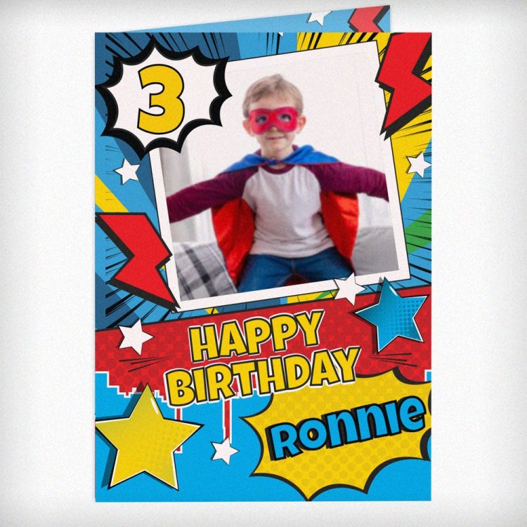 Modal Additional Images for Personalised Photo Upload Superhero Birthday Card