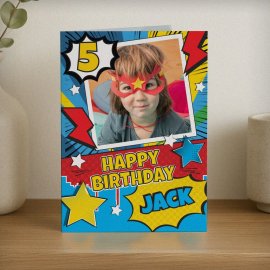 (image for) Personalised Photo Upload Superhero Birthday Card