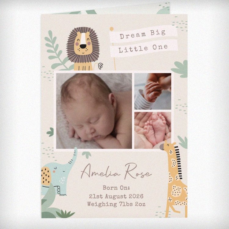 Modal Additional Images for Personalised Photo Upload Safari New Baby Card