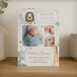 (image for) Personalised Photo Upload Safari New Baby Card