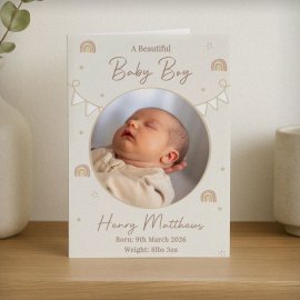 (image for) Personalised Photo Upload New Baby Card