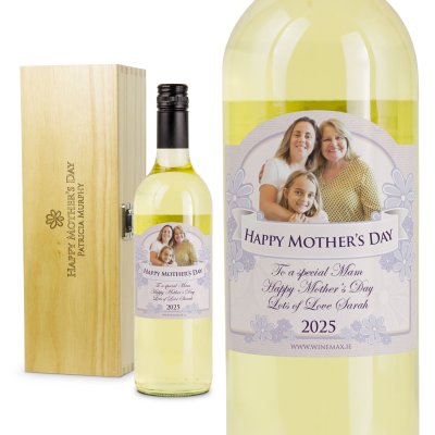 (image for) Mothers Day Personalised Wine and Engraved Box Gift Set