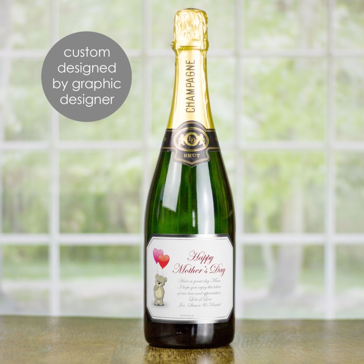 Modal Additional Images for Silver Love Bear Personalised Mothers Day Champagne Gift