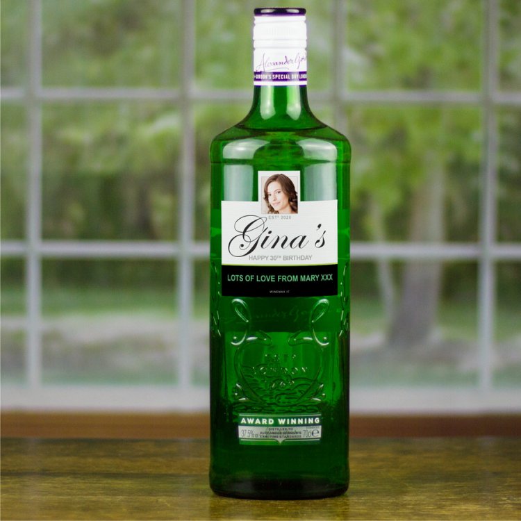 (image for) Her Christmas Gift Gordons Personalised Gin Bottle 70cl - Click Image to Close