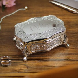 (image for) Personalised Small Silver Plated Jewellery Box