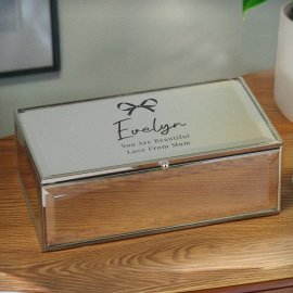 (image for) Personalised Bow Mirrored Jewellery Box