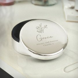 (image for) Personalised Floral Round Trinket Box