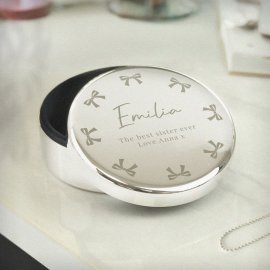 (image for) Personalised Bow Round Trinket Box