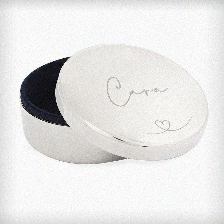 Modal Additional Images for Personalised Heart Round Trinket Box