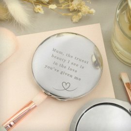 (image for) Personalised Heart Round Compact Mirror