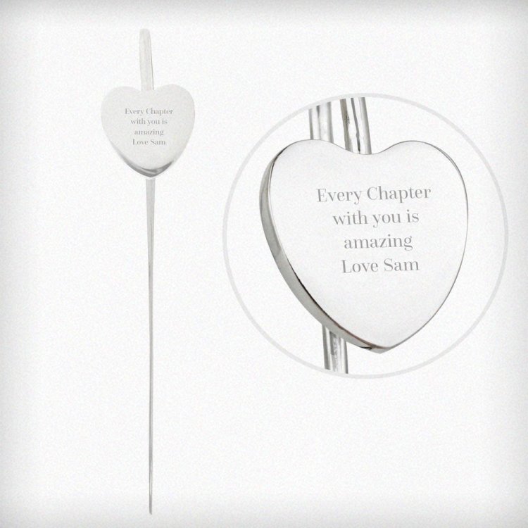Modal Additional Images for Personalised Engraved Silver Heart Bookmark