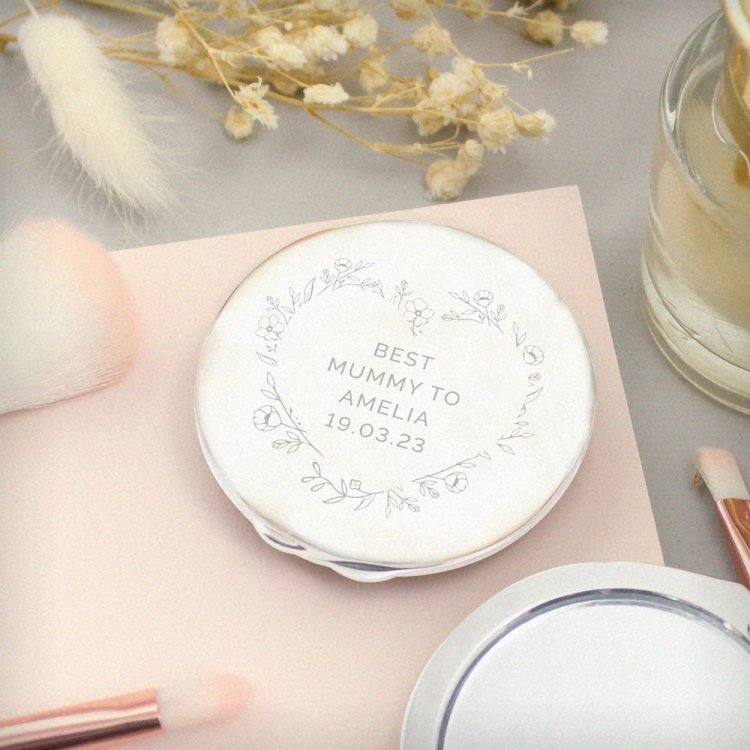 Modal Additional Images for Personalised Floral Heart Compact Mirror