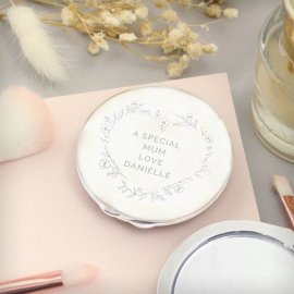 (image for) Personalised Floral Heart Compact Mirror