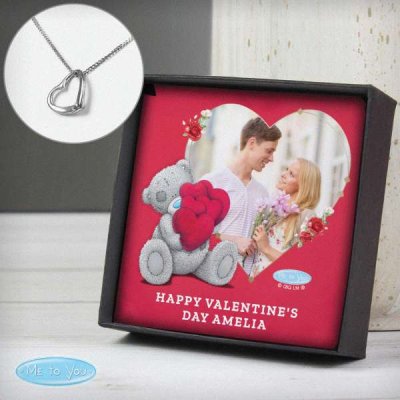 (image for) Personalised Me To You Valentines Photo Upload Sentiment Silver Tone Necklace and Box