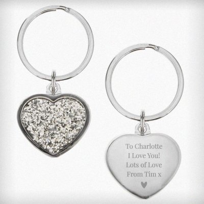(image for) Personalised Free Text Diamante Heart Keyring