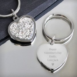 (image for) Personalised Free Text Diamante Heart Keyring