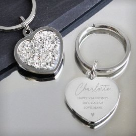 (image for) Personalised Name and Message Diamante Heart Keyring