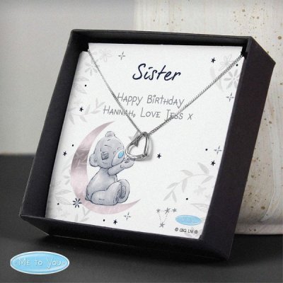 (image for) Personalised Moon & Stars Me To You Sentiment Silver Tone Necklace and Box