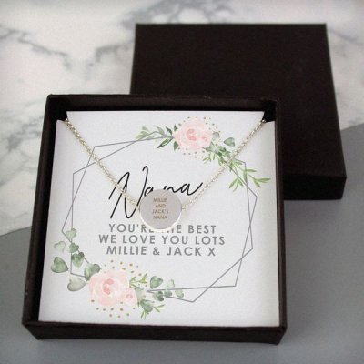 (image for) Personalised Abstract Rose Sentiment Silver Tone Necklace and Box