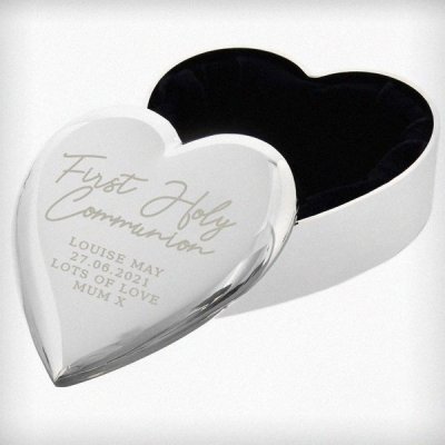(image for) Personalised First Holy Communion Heart Trinket Box