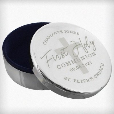 (image for) Personalised First Holy Communion Round Trinket Box