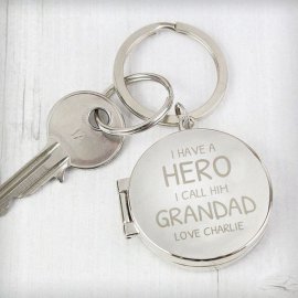 (image for) Personalised I Have A Hero Round Photo Keyring