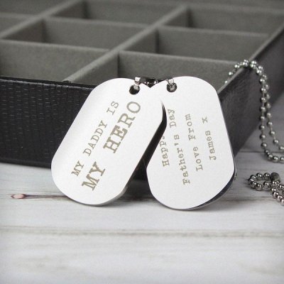 (image for) Personalised Free Text Steel Double Dog Tag Necklace
