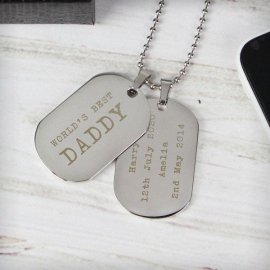 (image for) Personalised Free Text Steel Double Dog Tag Necklace