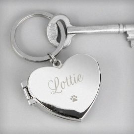 (image for) Personalised Paw Print Heart Photo Frame Keyring