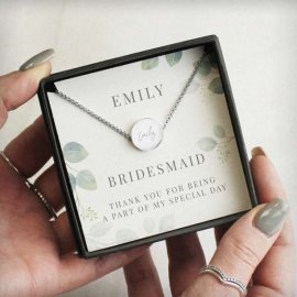 (image for) Personalised Botanical Sentiment Silver Tone Necklace and Box