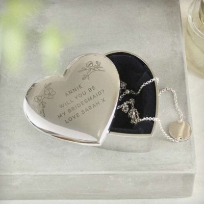 (image for) Personalised Floral Free Text Heart Trinket Box