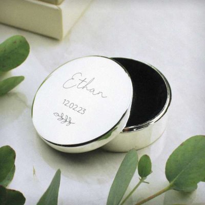 (image for) Personalised Botanical First Tooth/Curl Trinket Box