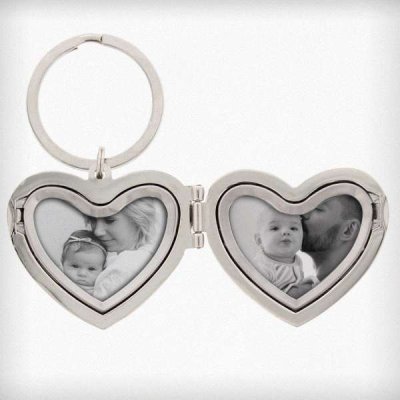(image for) Personalised Floral Heart Photo Frame Keyring