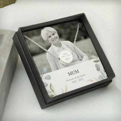 (image for) Personalised Botanical Memorial Photo Upload Necklace and Box
