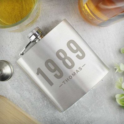 (image for) Personalised Date & Name Hip Flask