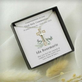 (image for) Personalised Floral Sentiment Cross Necklace and Box