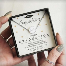 (image for) Personalised Graduation Sentiment Silver Tone Necklace and Box